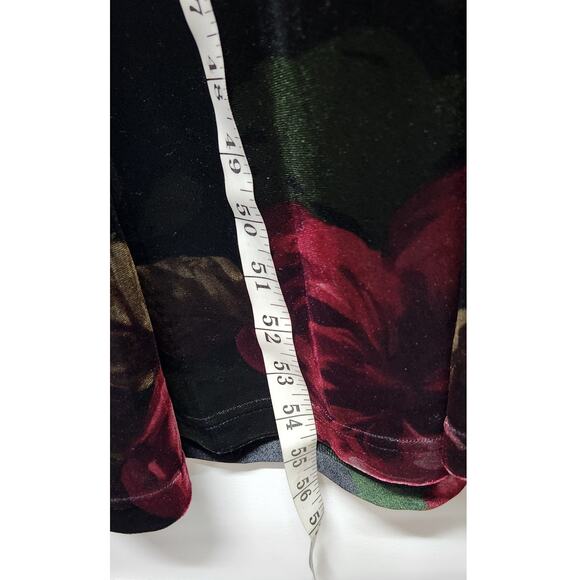 Vintage Oscar De La Rente Black Floral Velvet Long Night Gown/Dress, Size Large - Picture 9 of 11